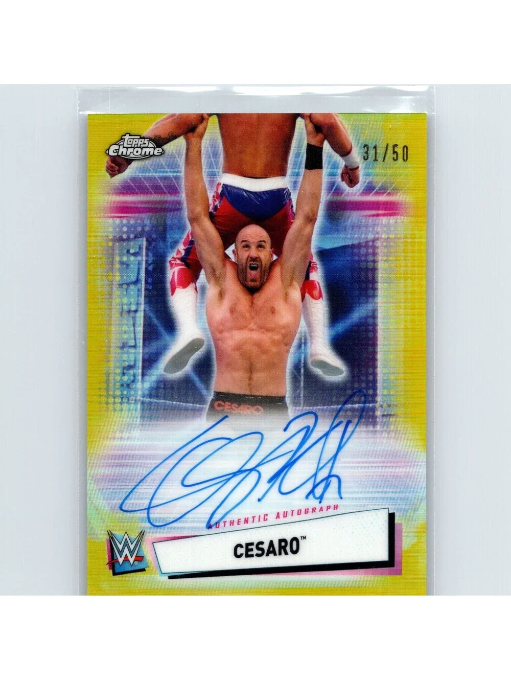 2021 Topps Chrome WWE Cesaro #A-CS Autographs Gold Refractors #/50